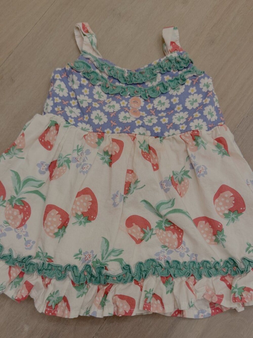 Matilda Jane Strawberry Daisy Smocked Ruffle Dress 3-6M